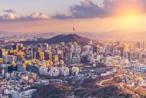 Seoul from above at sunrise